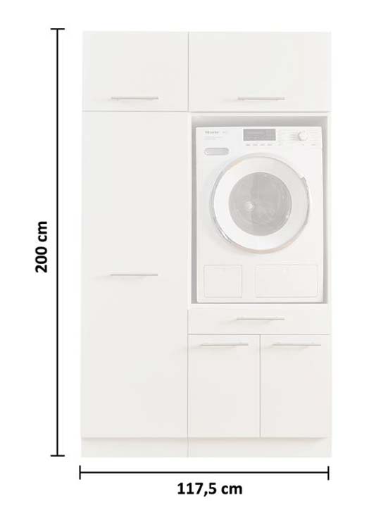 Wasmachine kast Decowash set 9 antraciet 117,5x67,5x200cm