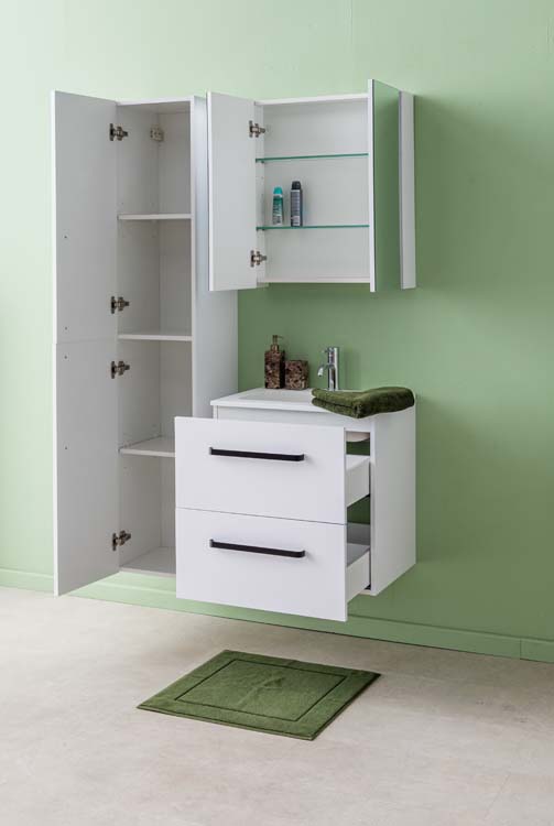 Meuble de salle de bain Bison laqué blanc mat 600 mm lavabo mat