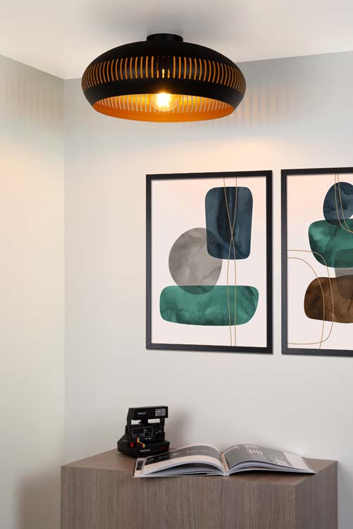 Plafondlamp - zwart - Ø45cm - E27 - 40W