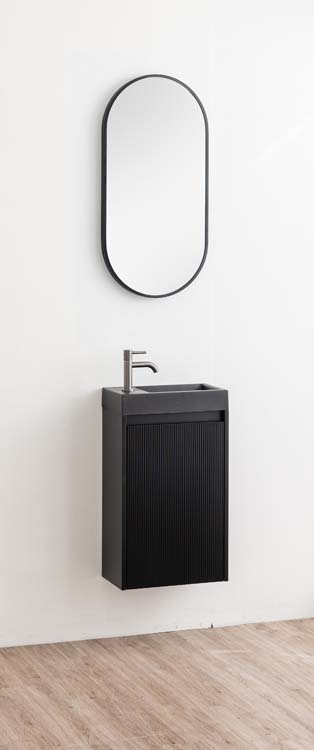 Meuble de toilette Windsor2 noir lavabo noir mat 60x40x22cm