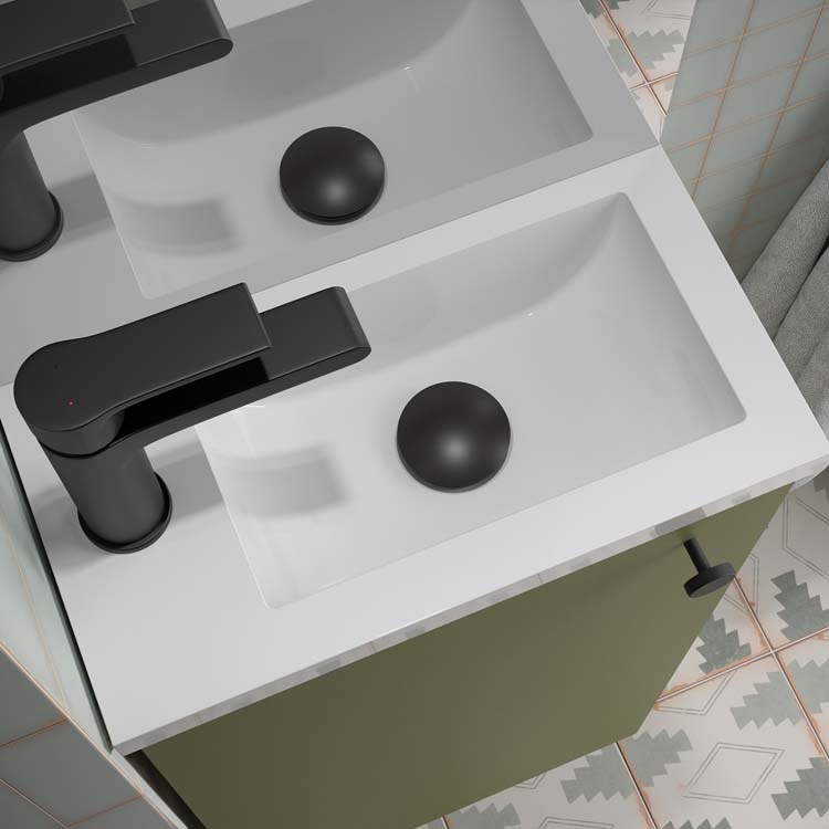 Meuble de toilette Savanna verte 400 mm + miroir + LED