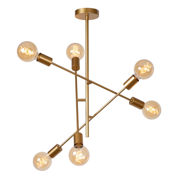 Lucide LESTER - Plafonnier - 6xE27 - Or Mat / Laiton