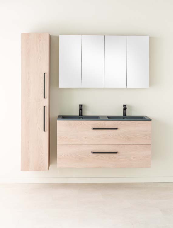 Badmeubel Bison eik 1200 mm wastafel cement