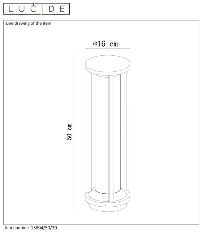 Lucide CADIX - Sokkellamp Buiten - Ø 16 cm - E27 - IP65 - Zwart