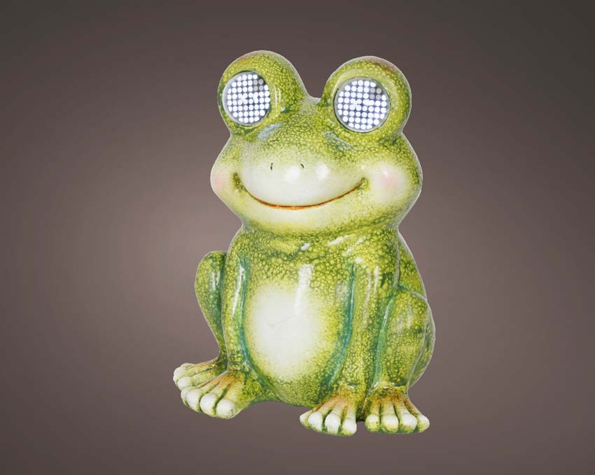 Beeld kikker polyresin groen 17,2x20x24,5cm