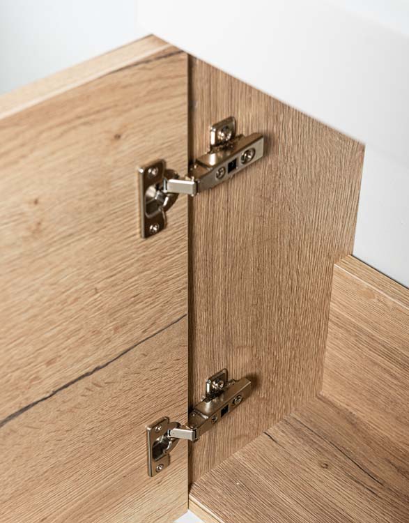 Meuble de toilette Domino chêne lavabo blanc brillant 45x40x22cm