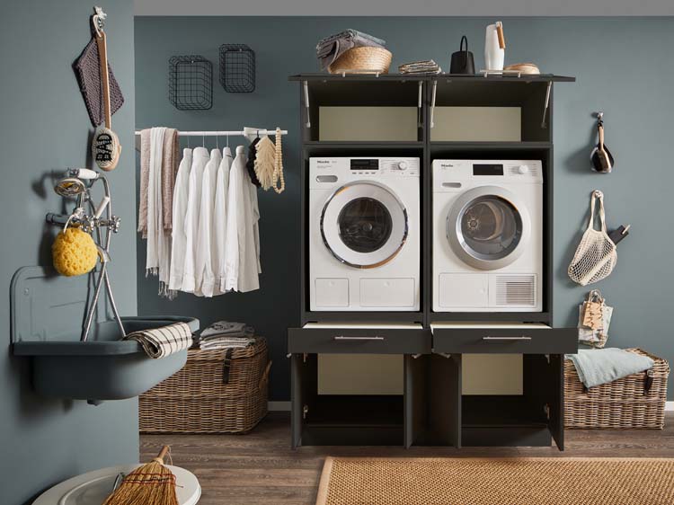Wasmachine kasten Decowash - set 5 - antraciet - 67,5x135x200cm