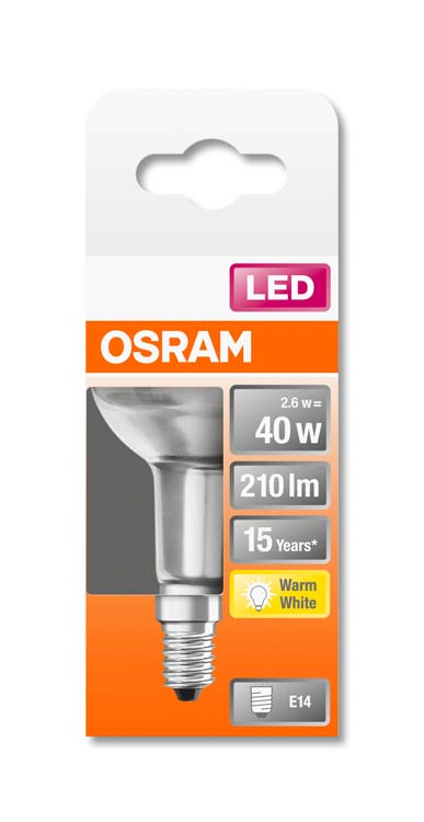 Lampe LED star r50 E14 2.6W blanc chaud