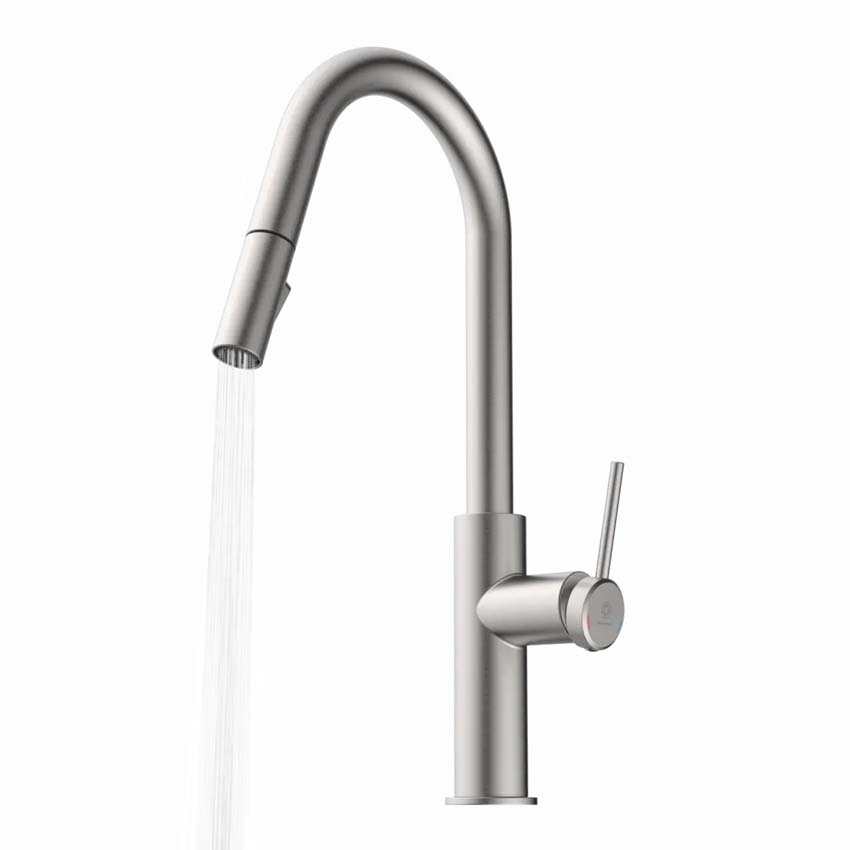 Robinet de cuisine Wasserwerk WK 13 Curve aspect inox avec bec extractible