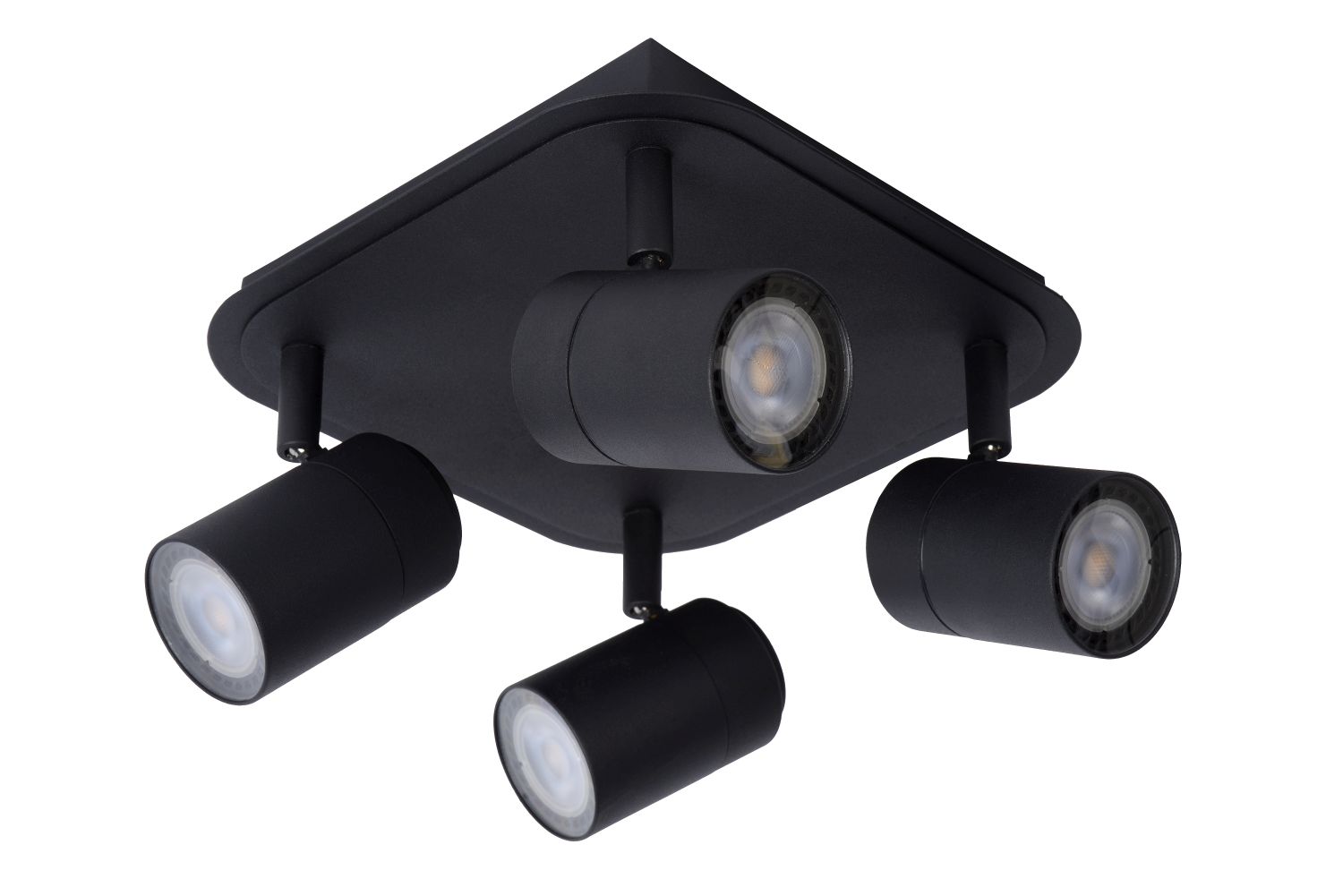 LENNERT - Plafondspot Badkamer - LED Dimb. - GU10 - 4x5W 3000K - IP44 - Zwart