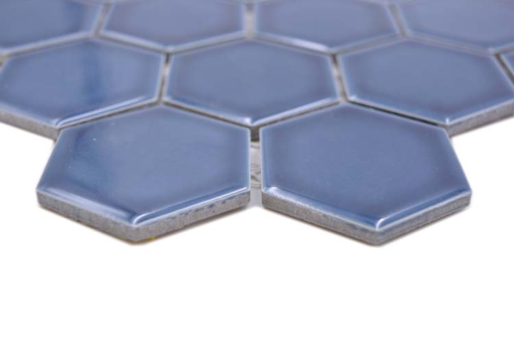 Mosaïque Hexagon bleu-vert brillant 32,5x28,1cm