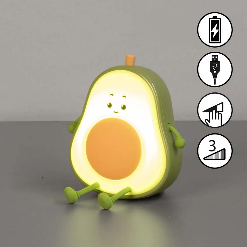 Tafellamp Avocado - Groen - 11x9,5x13,5cm - Dimbaar - LED - 1x0,4W - RGB 3000K - met batterij en timer