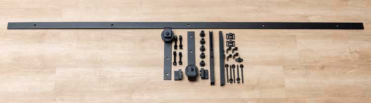 Porte coulissante palladium blanc + rail robust noir 930 x 2115 mm