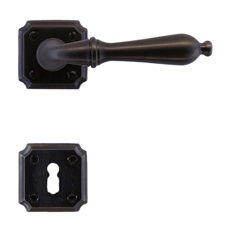 Poignée de porte roselle carbon noir rosace barbe