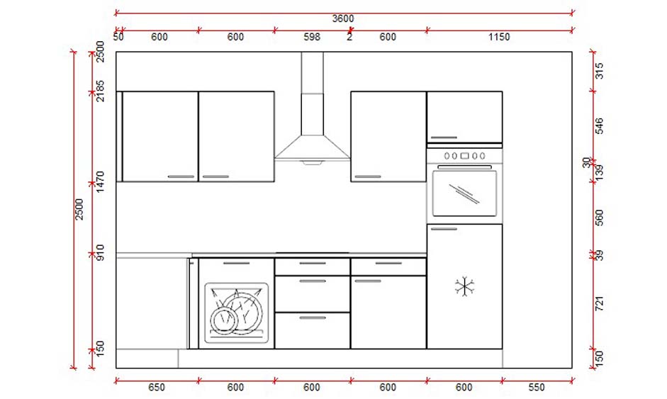 Blokkeuken 15A Premium 3500 x 1300 mm