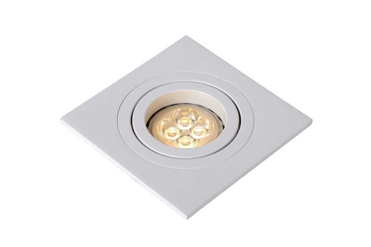 Inbouwspot vierkant - 1xGU10 - Diam. 9,2cm - Wit