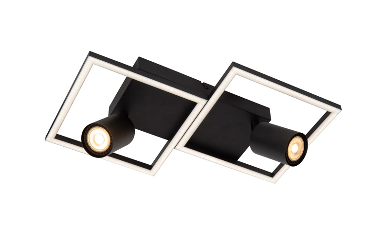 Plafonnière Glint - zwart - 2xGU10 - 2xGeïntegreerde LED