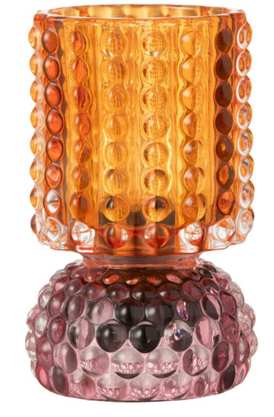Lampe - LED - verre - orange/rose - 10x10x16cm - 1 pièce