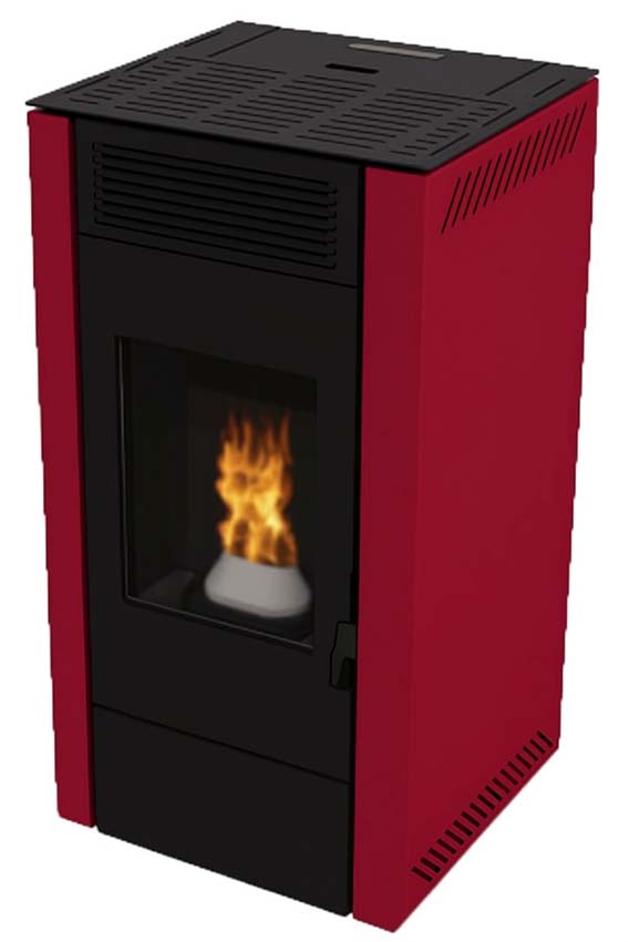 Pelletkachel Model 12 - 12,2kW - 244m³ - bordeaux - 94x46x46cm