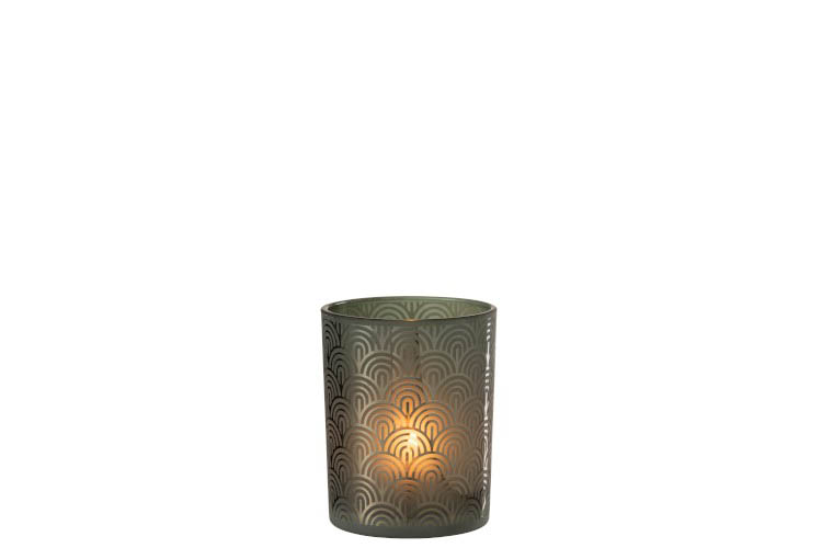 Photophore arche verre vert H12,50 cm