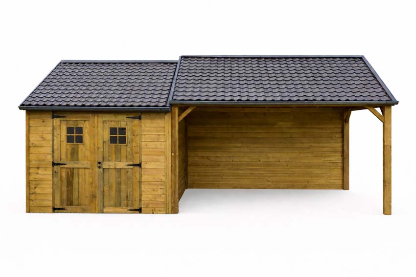 Studio de jardin Hunt L bois d'épicéa naturel 700x300x340cm double porte