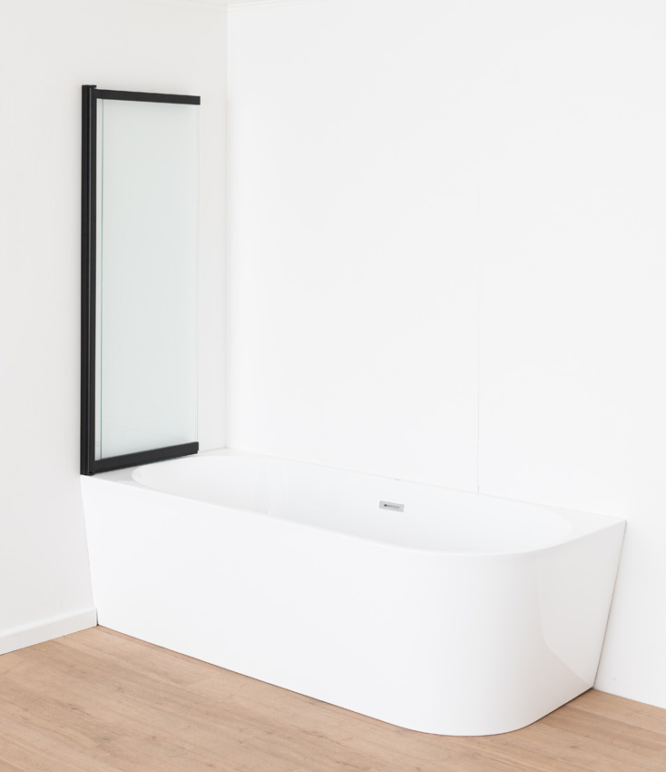 Pare-baignoire Unna verre/noir mat extensible 100x145cm