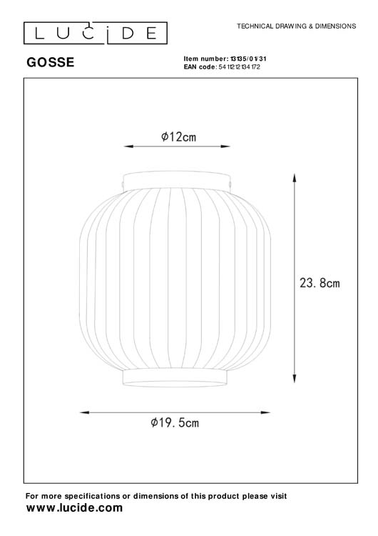 Plafondlamp - wit - Ø19,5cm - E27 - 40W