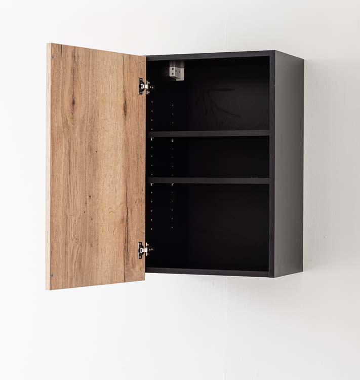 Keukenkast Plenti hangkast zwart/houtlook 50x78cm
