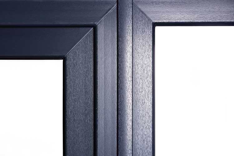 Porte extérieure 3 parties PVC verre clair anthracite/blanc 980x2180mm ouvrant à gauche