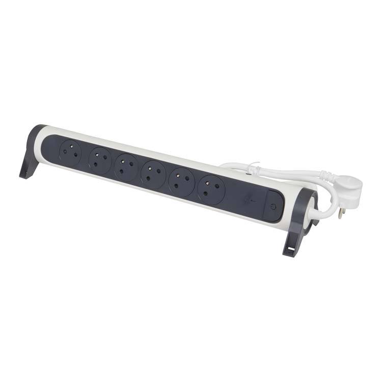 Premium contactdoos 6x2P+A met automaat zwart-wit