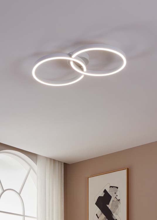 Plafonnier - blanc - 67,5x38x6,5cm - dimmable - LED - 2x9,75W - 2700-6500K + RGB