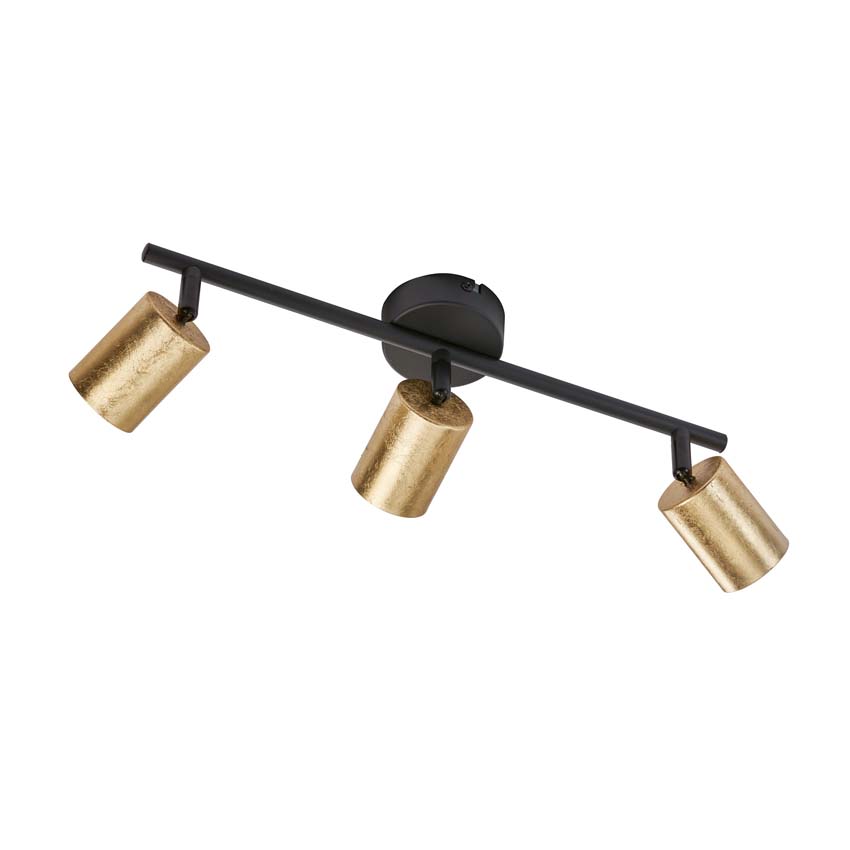 Opbouwspot - zwart/goud - GU10 - 3x4W incl lamp