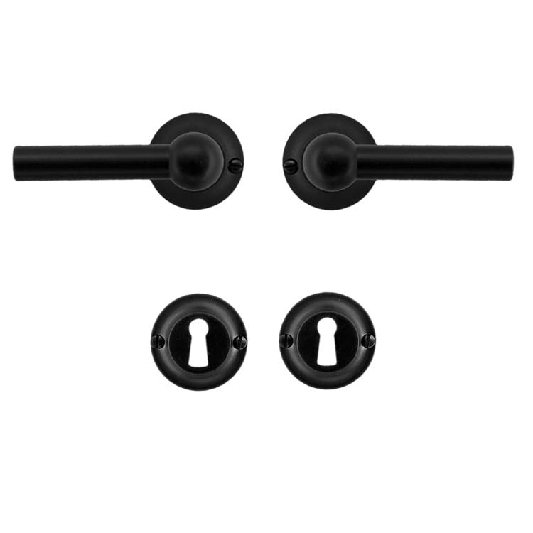 Poignée de porte pro pienza modèle nouveau L+L noir rosace barbe