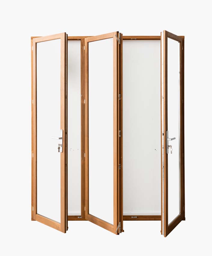Fenêtre terasse bois Meranti Trae 3 vantaux 55mm naturel 1800x2150 mm