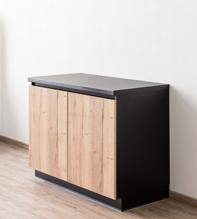 Armoire de cuisine Plenti 120cm noir-look de chêne