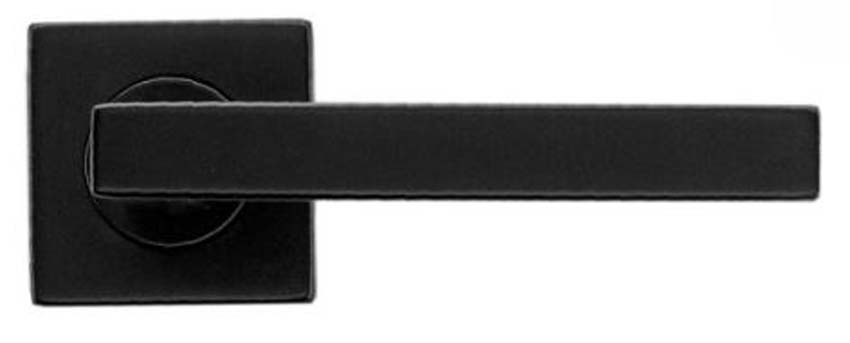 Poignée de porte pro Kubic shape noir carrée 16mm set avec rosaces sans plaque de clé