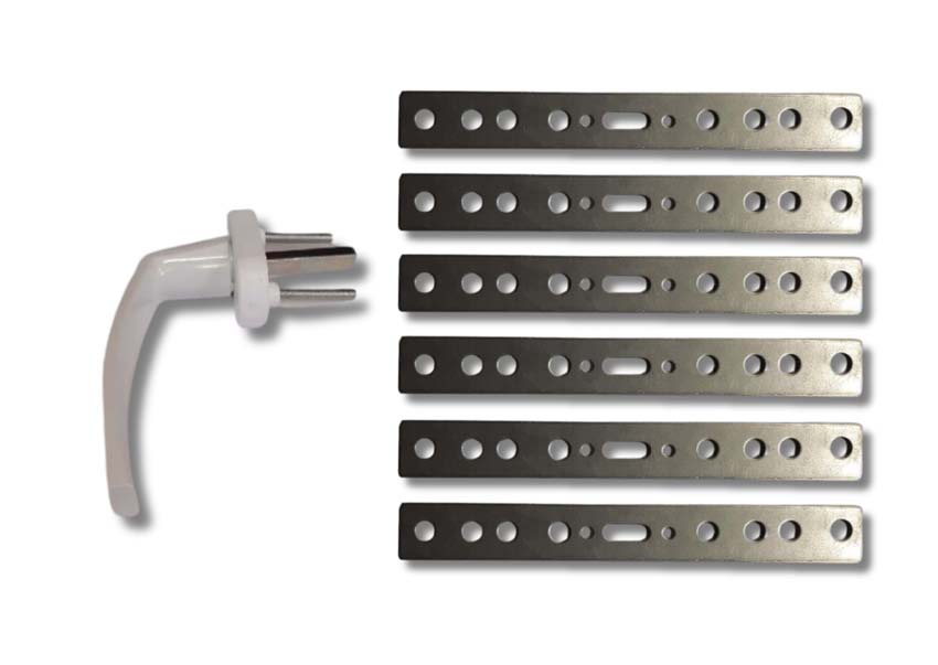 Accessoires fenêtres pvc budget: 6 pattes + poignée blanc