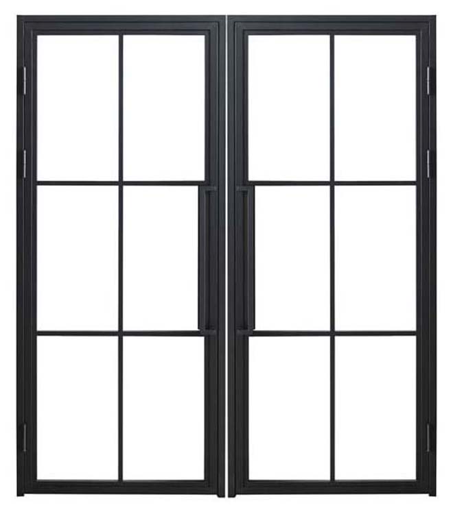 Porte intérieure double en acier Tara noir 2x6V poussant à droite sur mesure