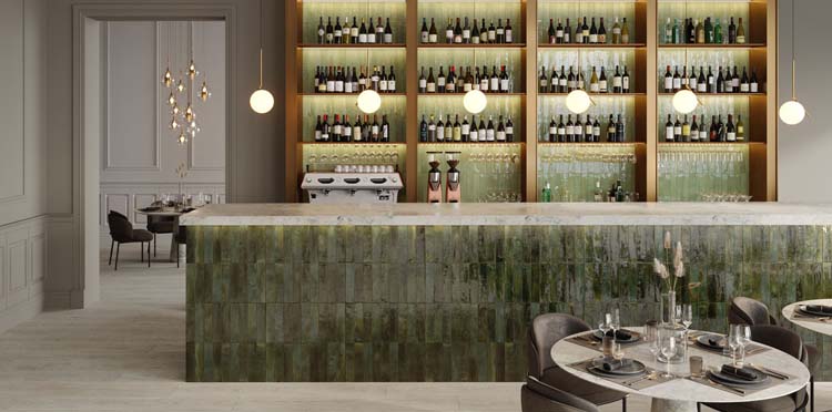 Carrelage mural Cueva rectangulaire brillant vert foncé 30x60cm