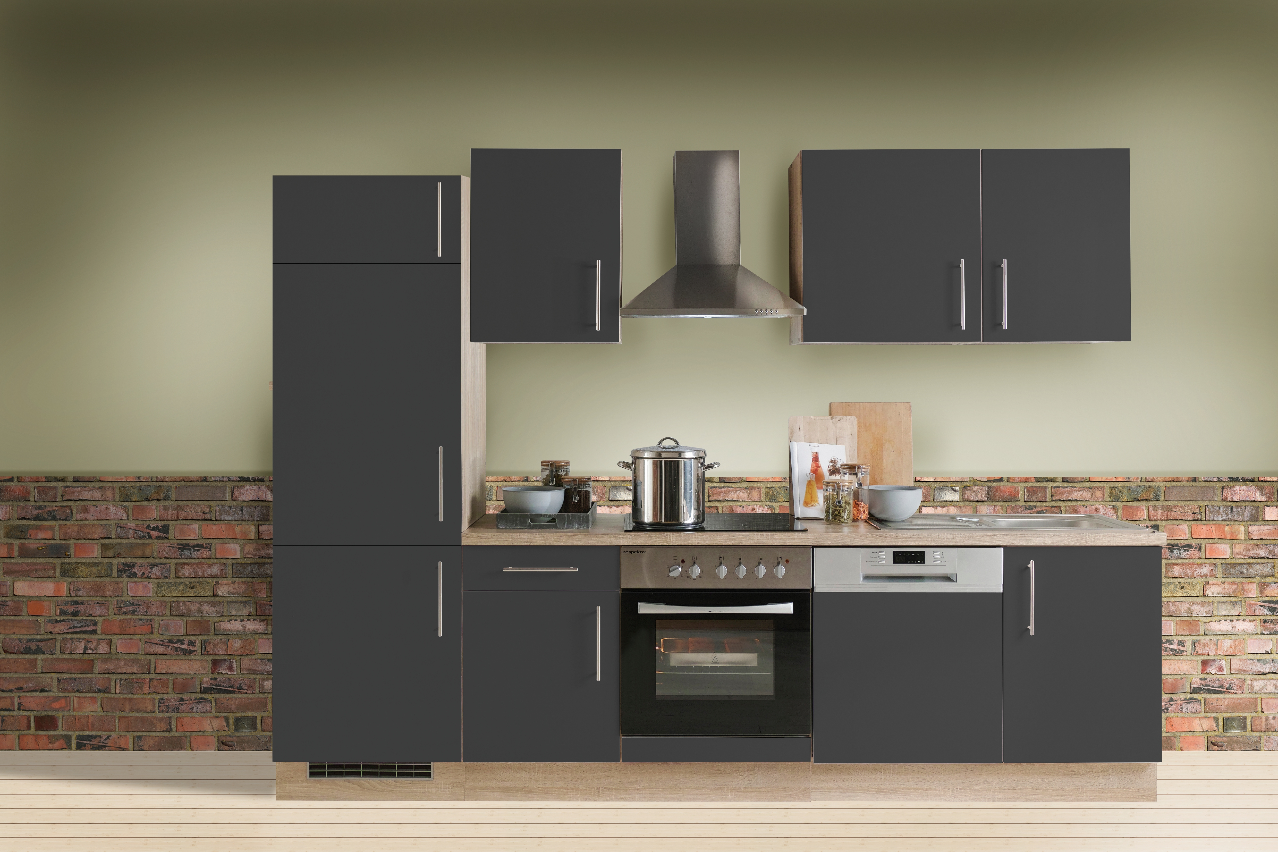 Keuken 280cm - Ymir - mat grijs - zonder toestellen