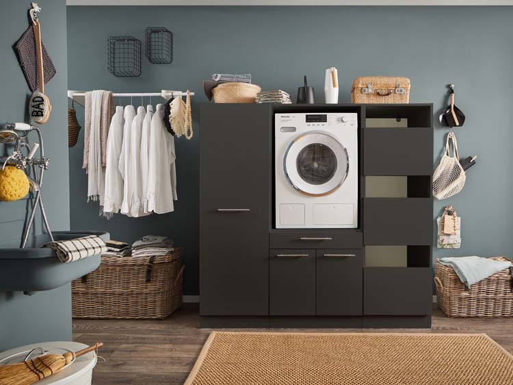 Wasmachine kasten Decowash - set 10 - antraciet - 67,5x167,5x162cm