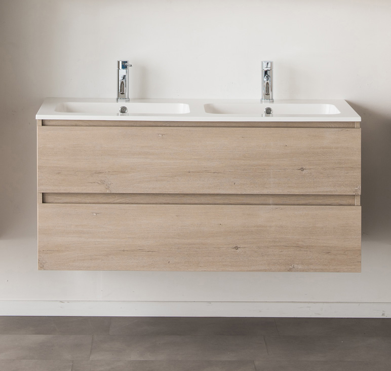 Badkamermeubel Tony eik look 1200mm wastafel glans