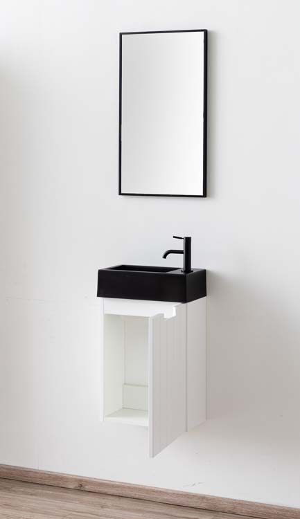 Meuble de toilette Tommy blanc mat 400 mm lavabo noir mat