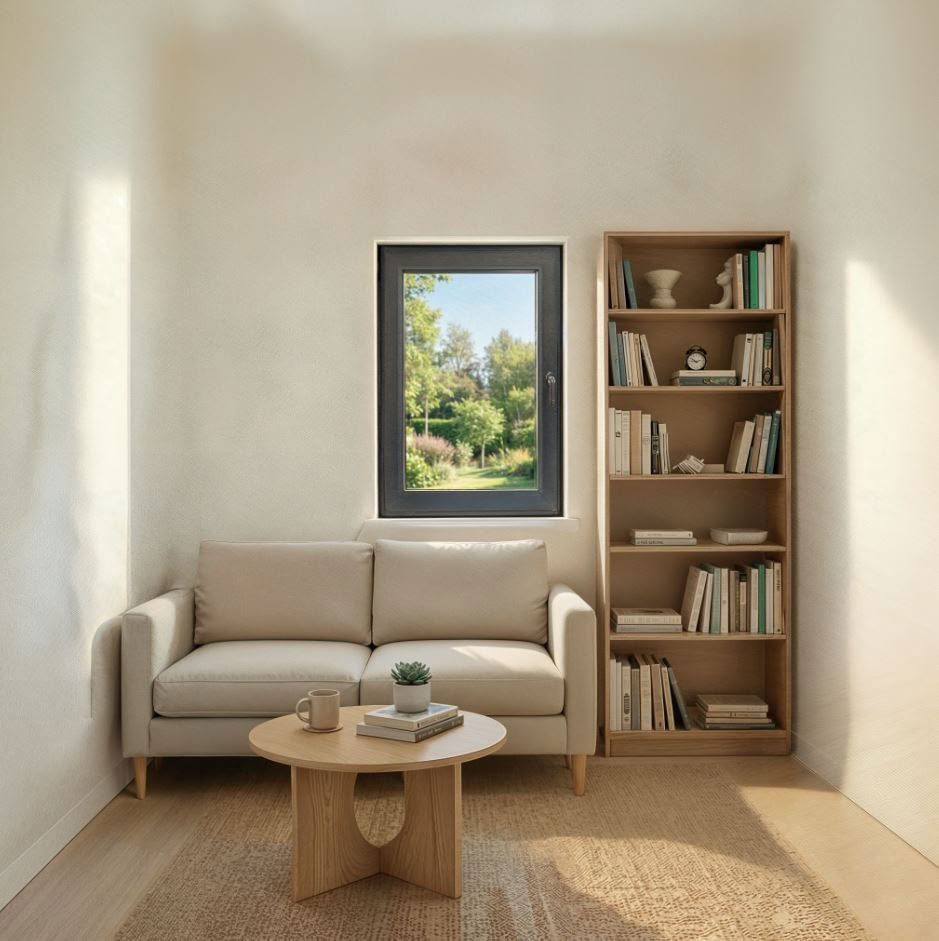 Fenêtre tournante à 1 vantail Ikkuna PVC 650x980mm anthracite ouvrant à gauche