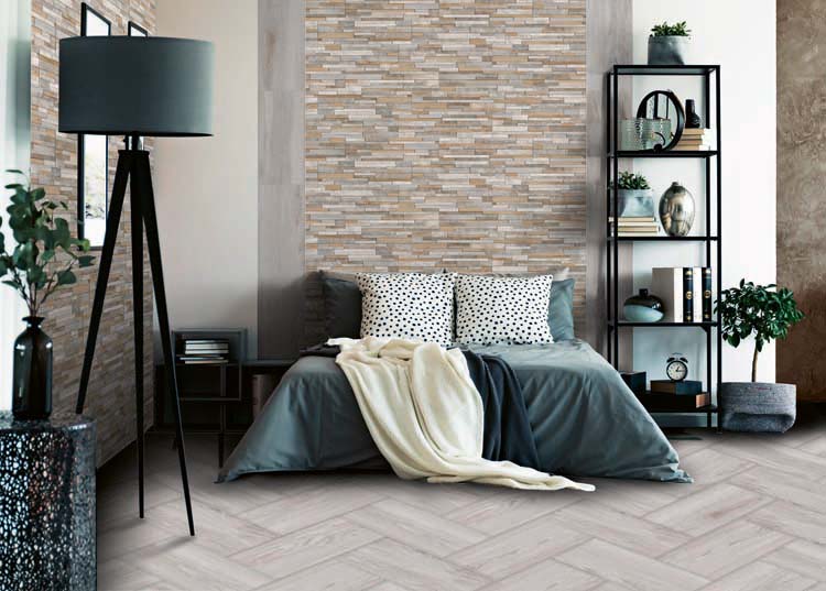 Wandtegel Liverpool steenstrip mat grijs/beige 17x62cm