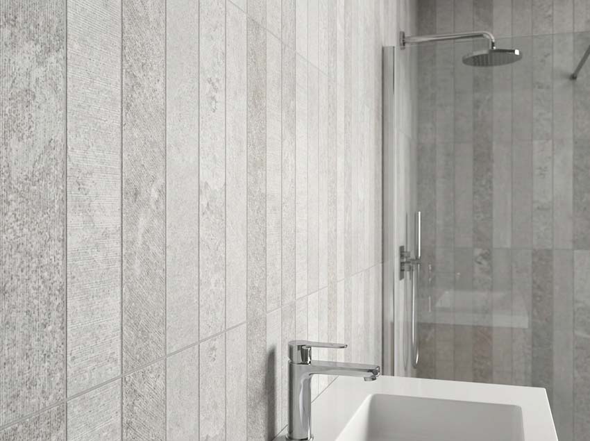Carrelage mural Plano mat gris décor 30x60cm