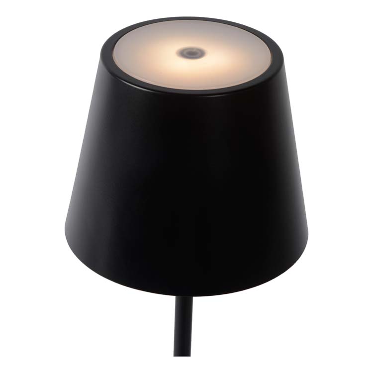 JUSTIN - Oplaadbare Tafellamp Buiten - Accu/Batterij - Ø 11 cm - LED Dimb. - 1x2,2W 3000K - IP54 - 3 StepDim - Zwart