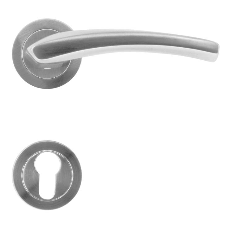 Poignée de porte ferrara look inox rosace cylindre