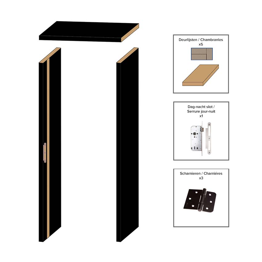 Châssis noir 201,5x40cm prêt à poser