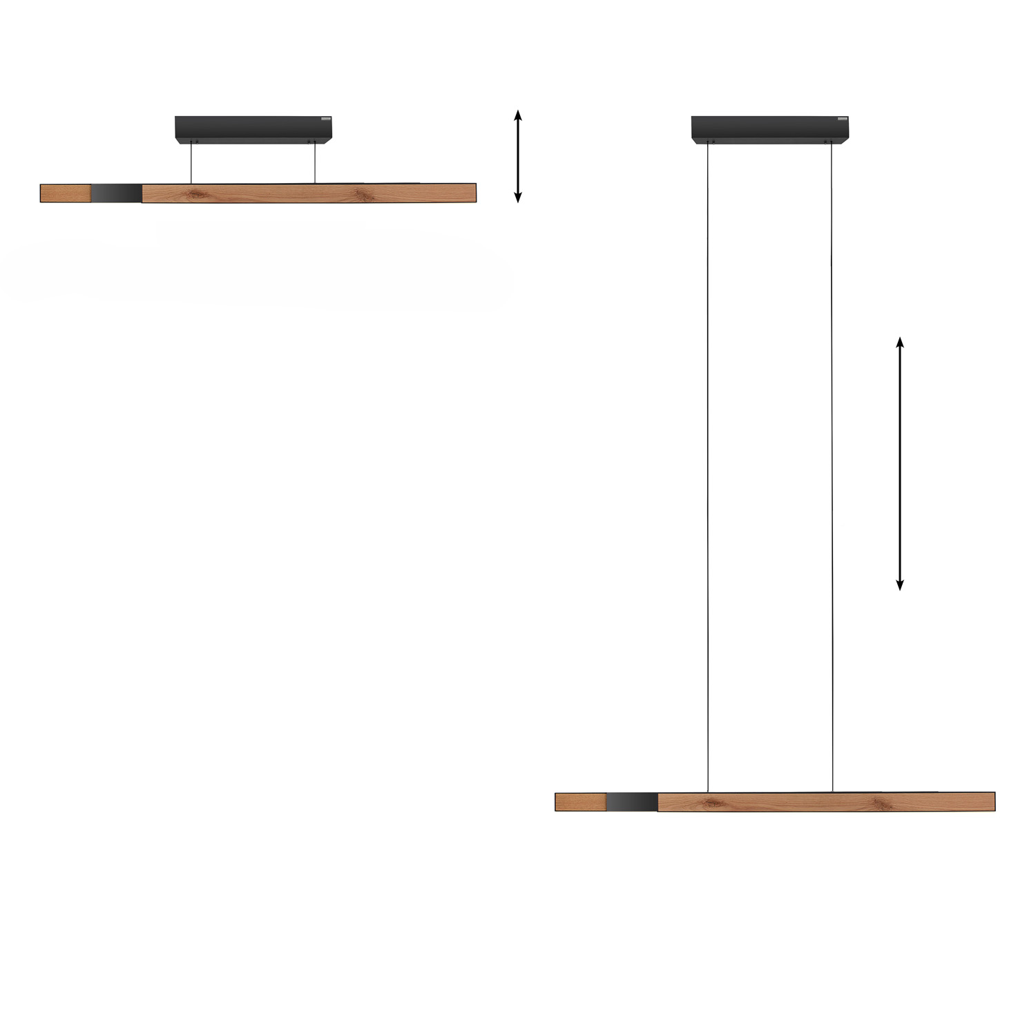 Suspension - chêne/noir - 120-200cm - dimmable - LED - 3x13W - 2700-5000K